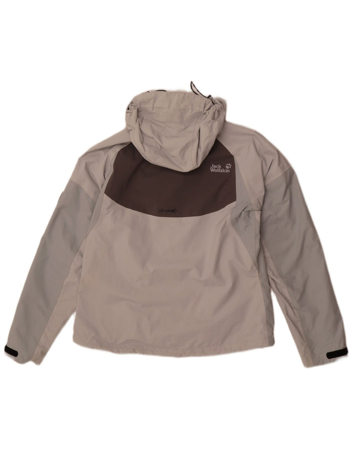 Jack Wolfskin Veste de pluie à capuche pour femme UK 12/14 Gris moyen Colourblock