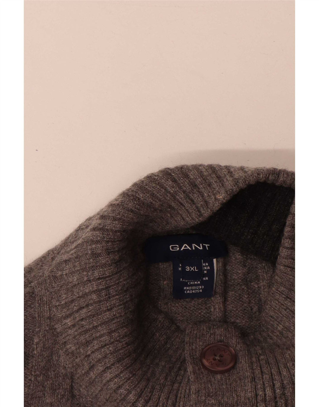Gant Pull à col boutonné pour homme 3XL Gris Laine d'agneau