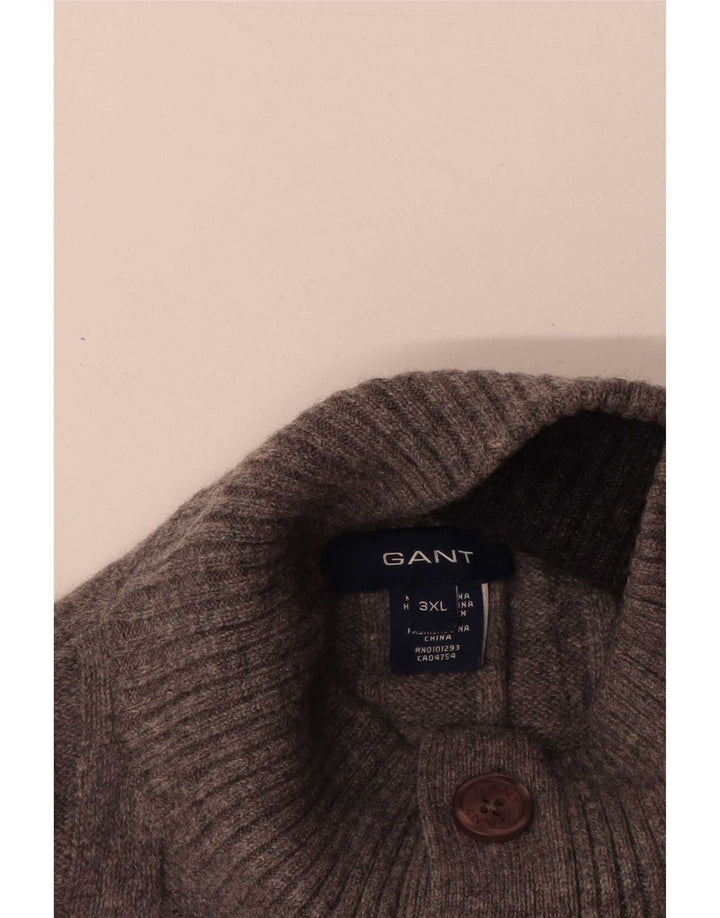 Gant Pull à col boutonné pour homme 3XL Gris Laine d'agneau