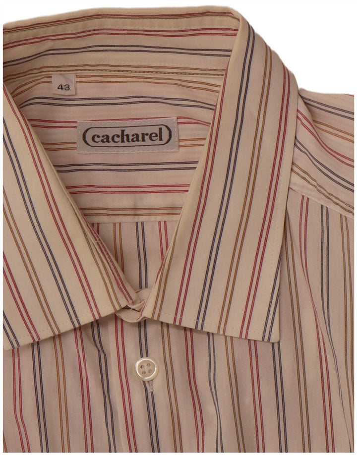 CACHAREL Chemise Homme Taille 43 XL Off White Pinstripe