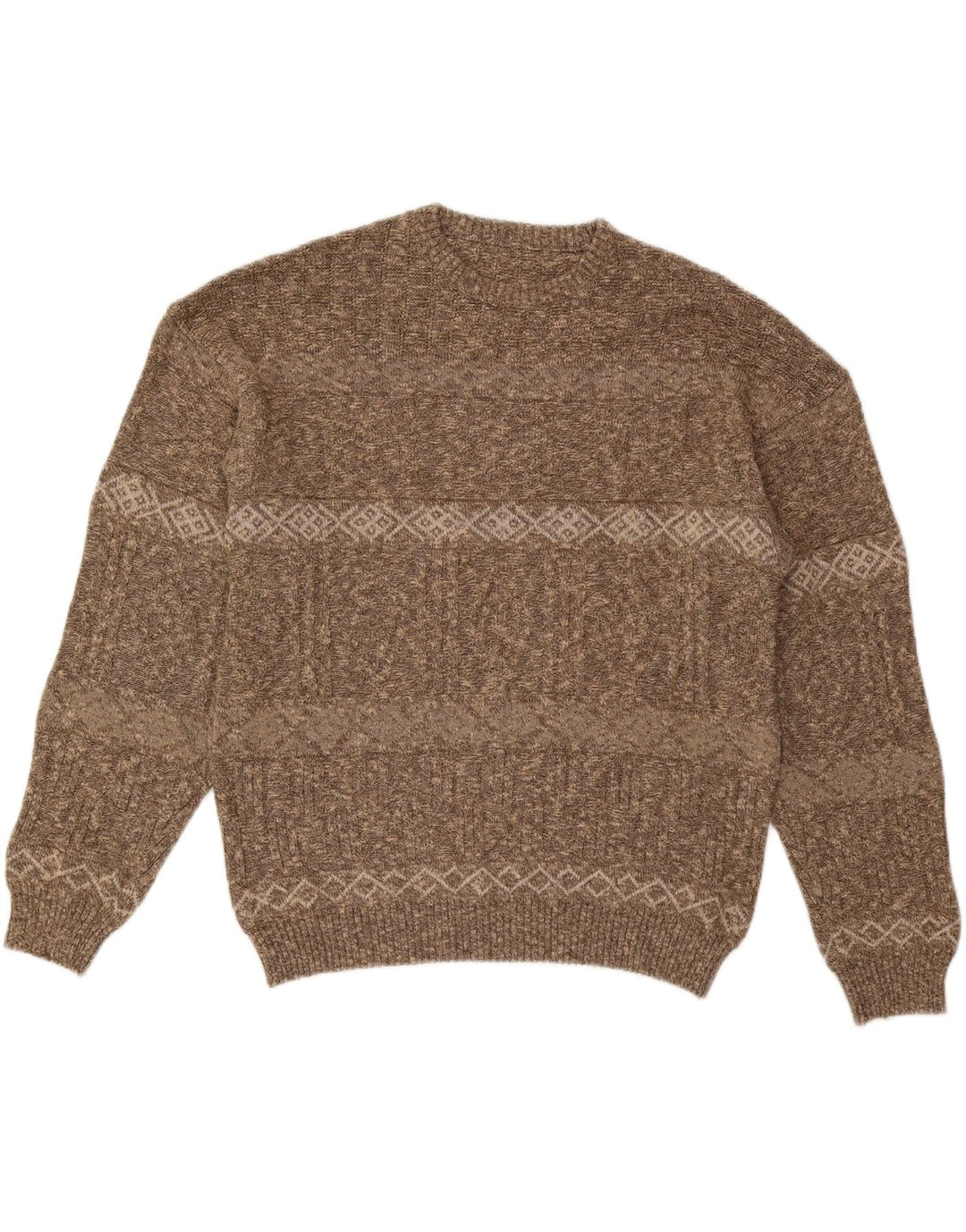 VINTAGE Pull ras du cou pour homme IT 56 2XL Marron rayé