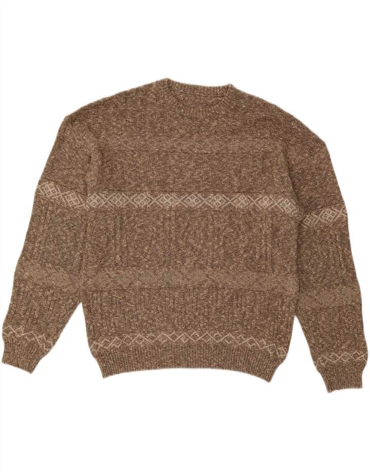 VINTAGE Pull ras du cou pour homme IT 56 2XL Marron rayé