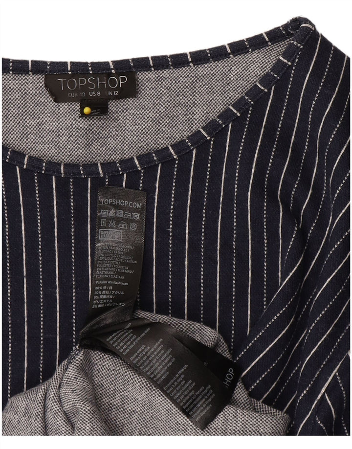 Topshop Robe droite pour femme UK 12 en coton rayé bleu marine moyen