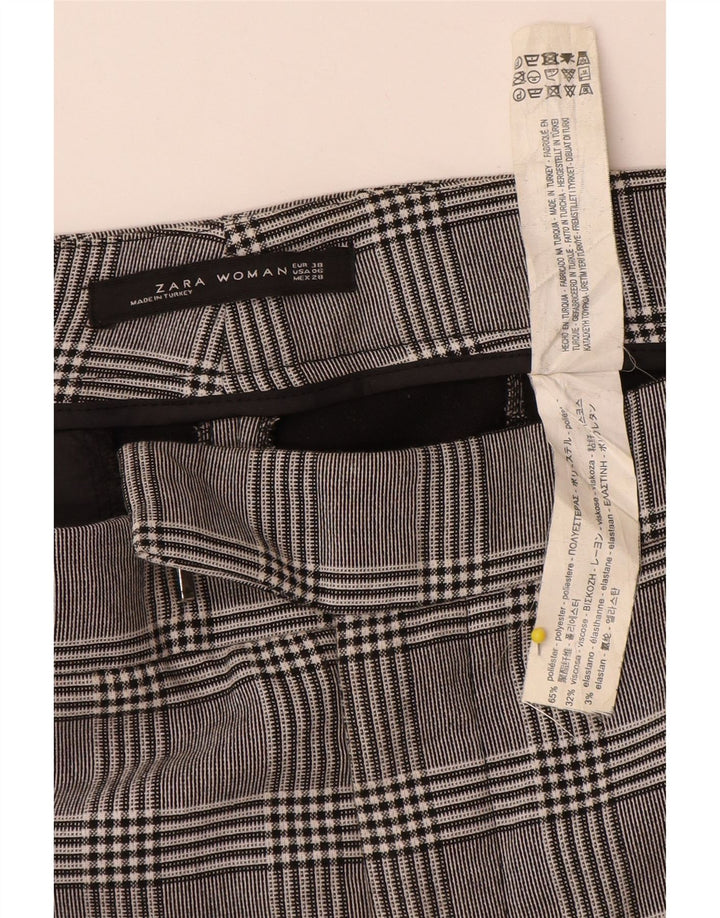 Zara Pantalon de costume droit pour femme EU 38 Small W32 L26 Gris à carreaux Polyester
