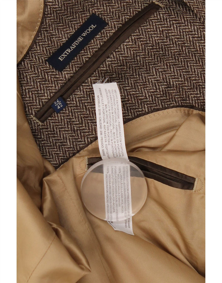 Massimo Dutti Veste Blazer 2 Boutons Homme EU 52 Grand Marron Chevrons