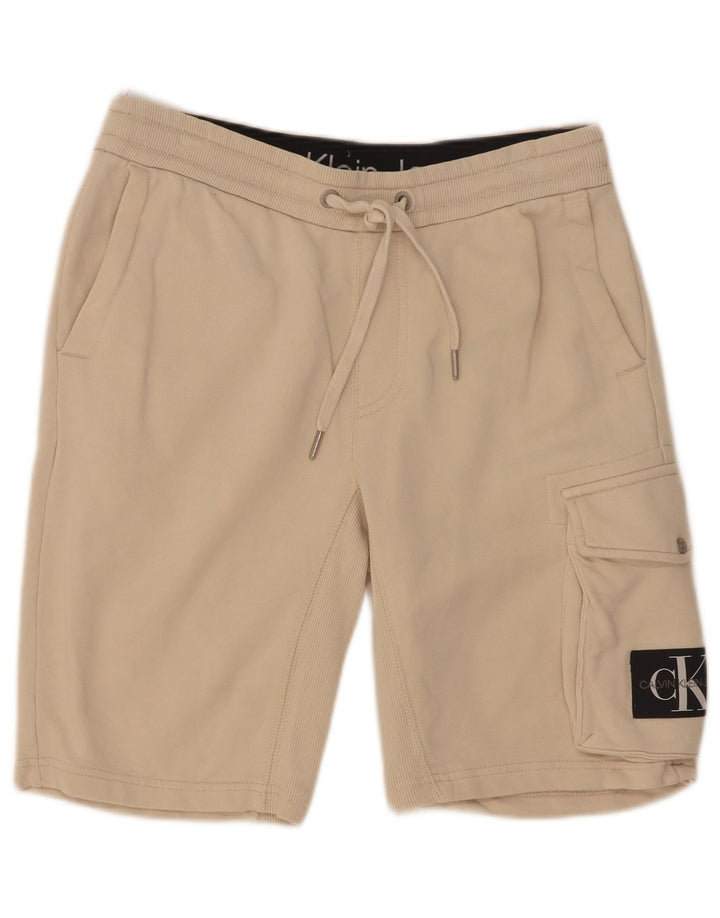 Calvin Klein Short de sport cargo pour homme en coton blanc cassé
