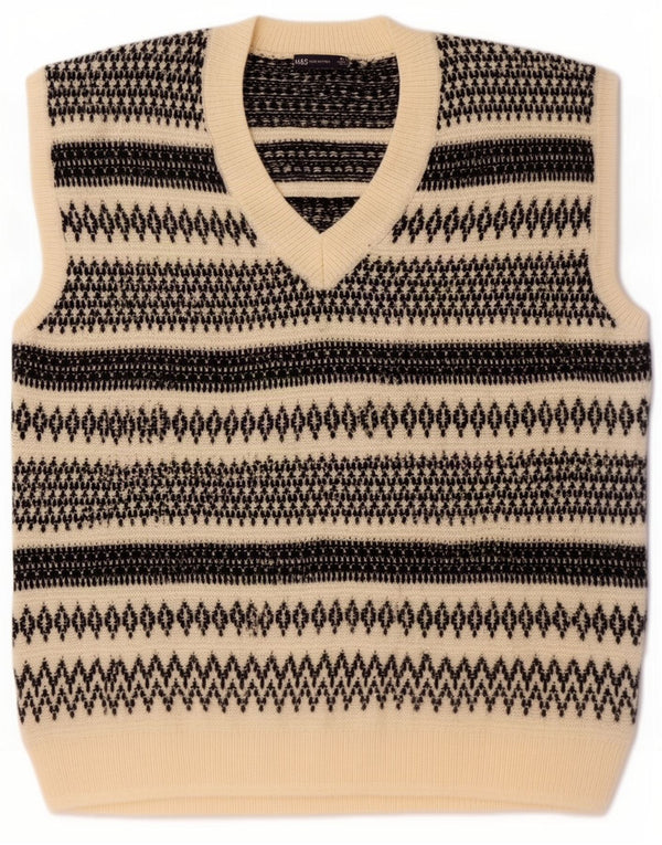 Marks & Spencer Débardeur Homme XL Blanc Géométrique Acrylique