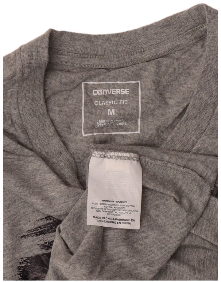 Converse T-shirt graphique pour femme UK 12 Gris moyen Coton