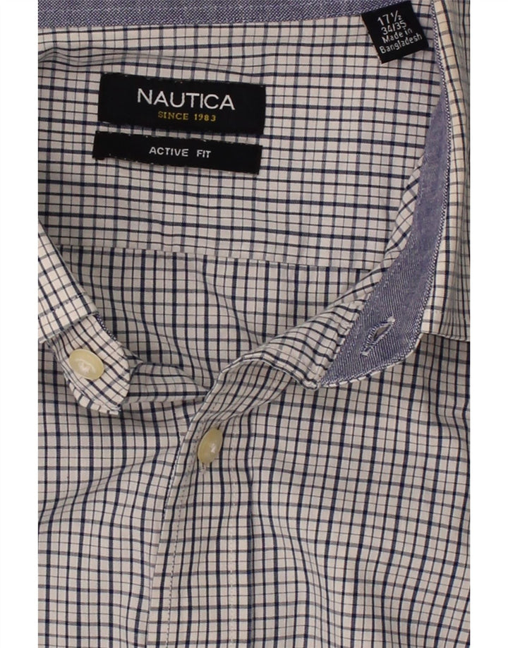 NAUTICA Mens Active Shirt Size 17 1/2 XL Blue Check Cotton Vintage Nautica and Second-Hand Nautica from Messina Hembry 