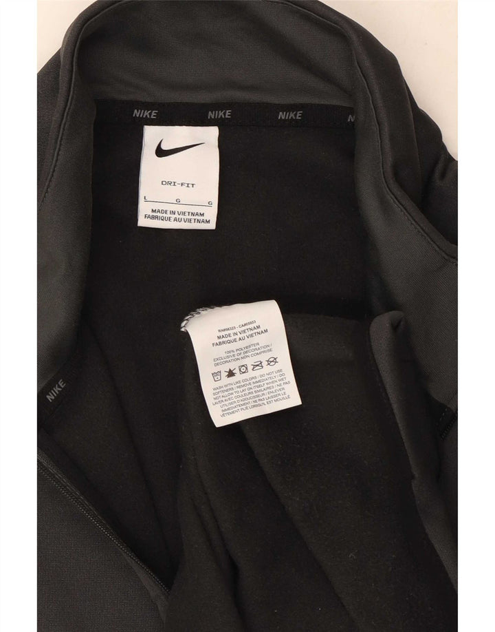 Nike Hommes Dri Fit Zip Neck Pull Survêtement Haut Large Gris Polyester