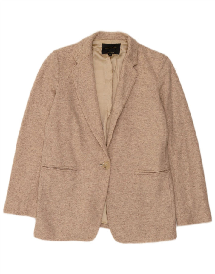 Massimo Dutti Veste Blazer En Tricot Pour Femme 1 Bouton EU 38 Petit Beige Moucheté