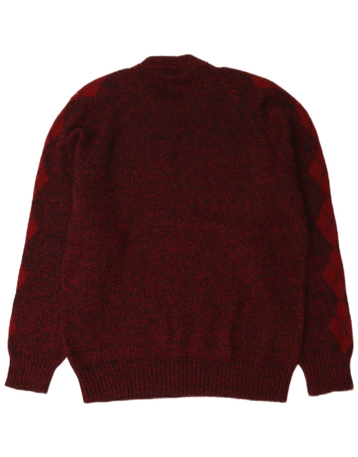 S.Moritz Pull à col rond pour homme en laine à losanges/diamant bordeaux Taille S