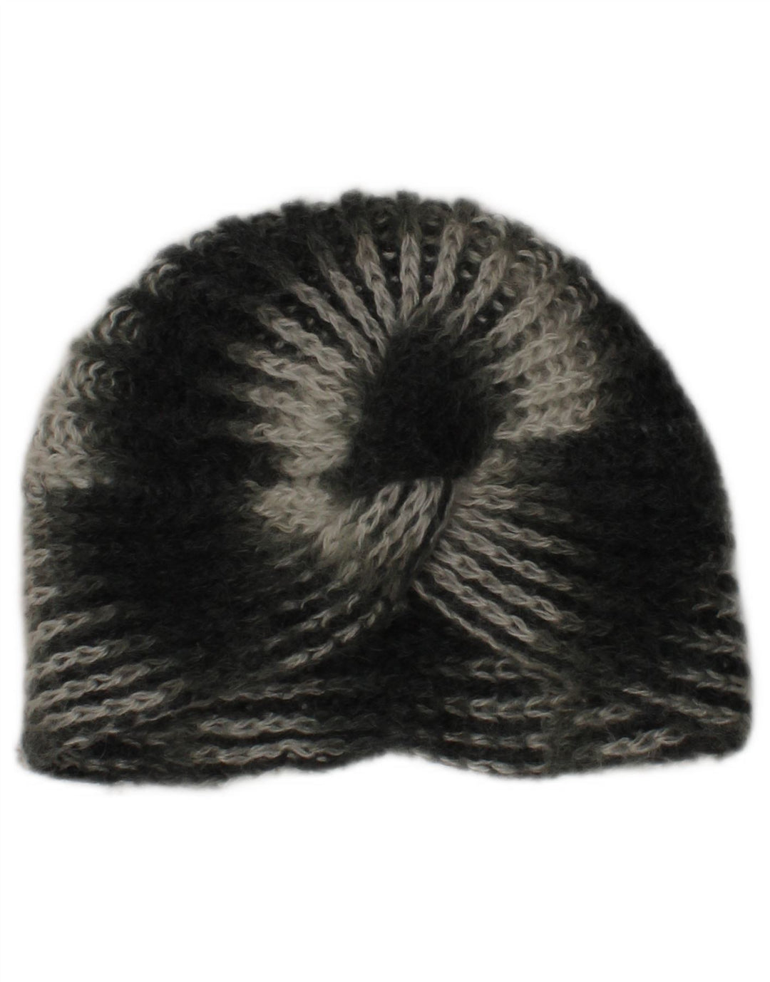 vintage Femmes Tricot Turban Chapeau Taille Unique Kaki Rayé