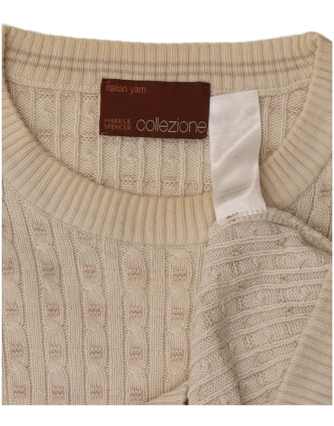 Marks & Spencer Pull Col Rond Homme Blanc Cassé Moyen Acrylique