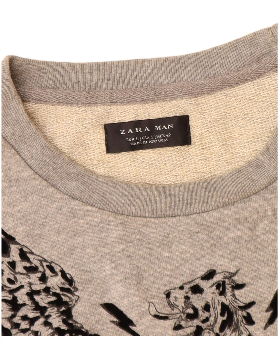 Zara Pull-over graphique pour hommes, grand, gris
