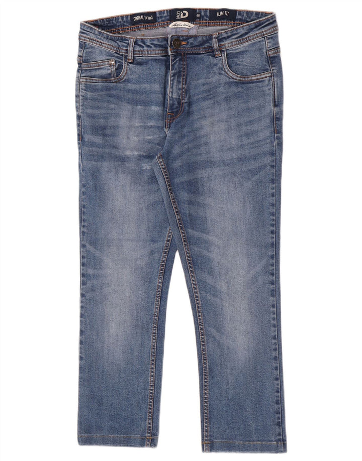 Dack's Jean slim court pour femme IT 46 Large W30 L24 Bleu Coton