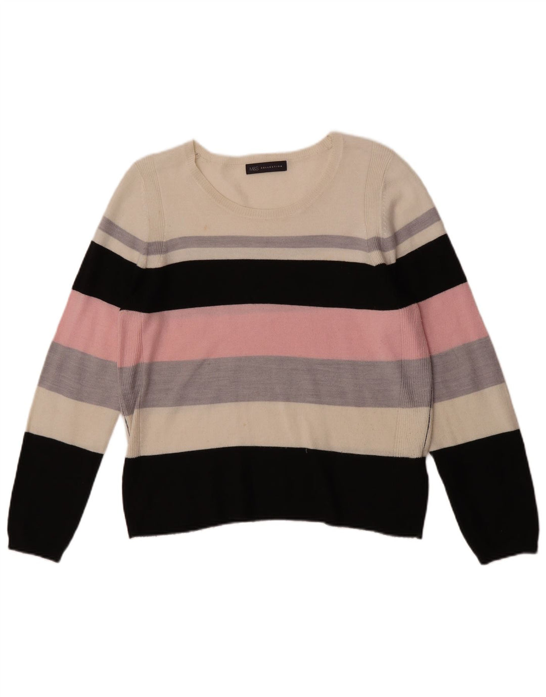 Marks & Spencer Pull col bateau pour femme UK 14 Large Multicolore