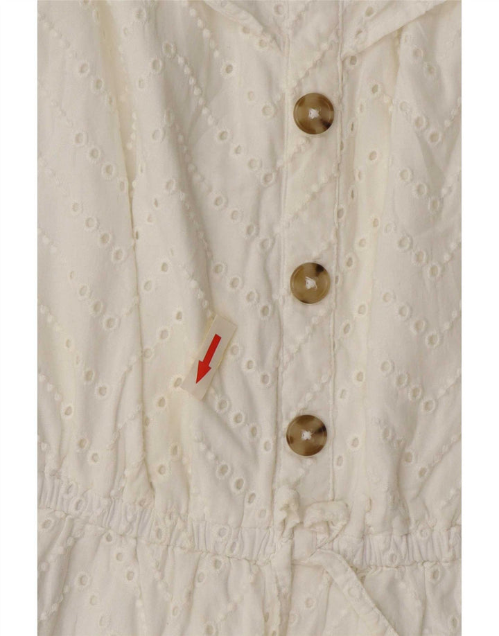 Benetton Combishort à épaules dénudées pour femme UK 14 Blanc moyen