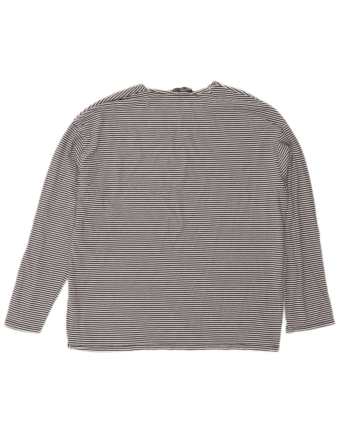 Zara Femme Haut Oversize Manches Longues UK 10 Petite Rayure Bleu Marine