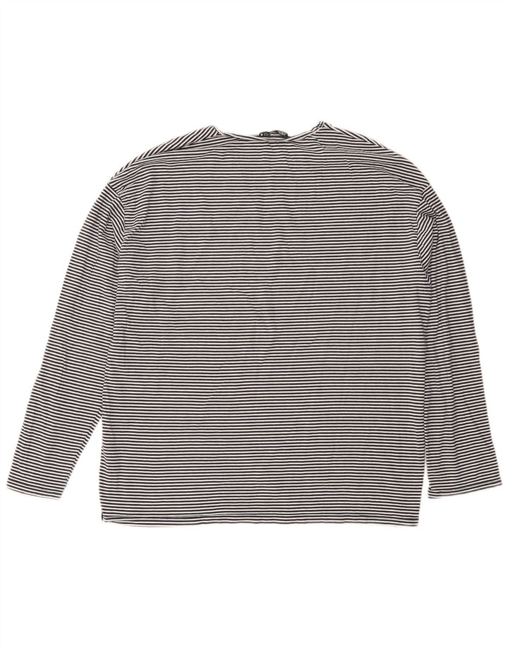 Zara Femme Haut Oversize Manches Longues UK 10 Petite Rayure Bleu Marine