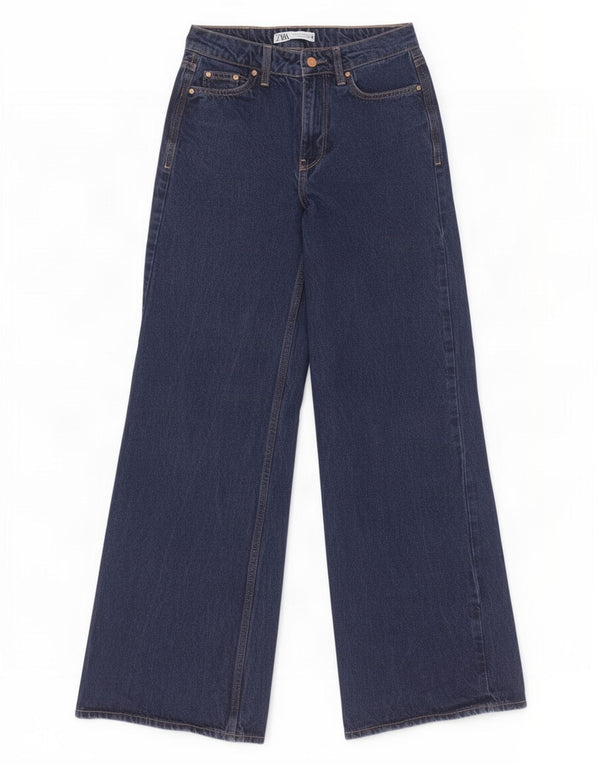 Zara Jean large pour femme EU 32 2XS W22 L31 Bleu marine Coton