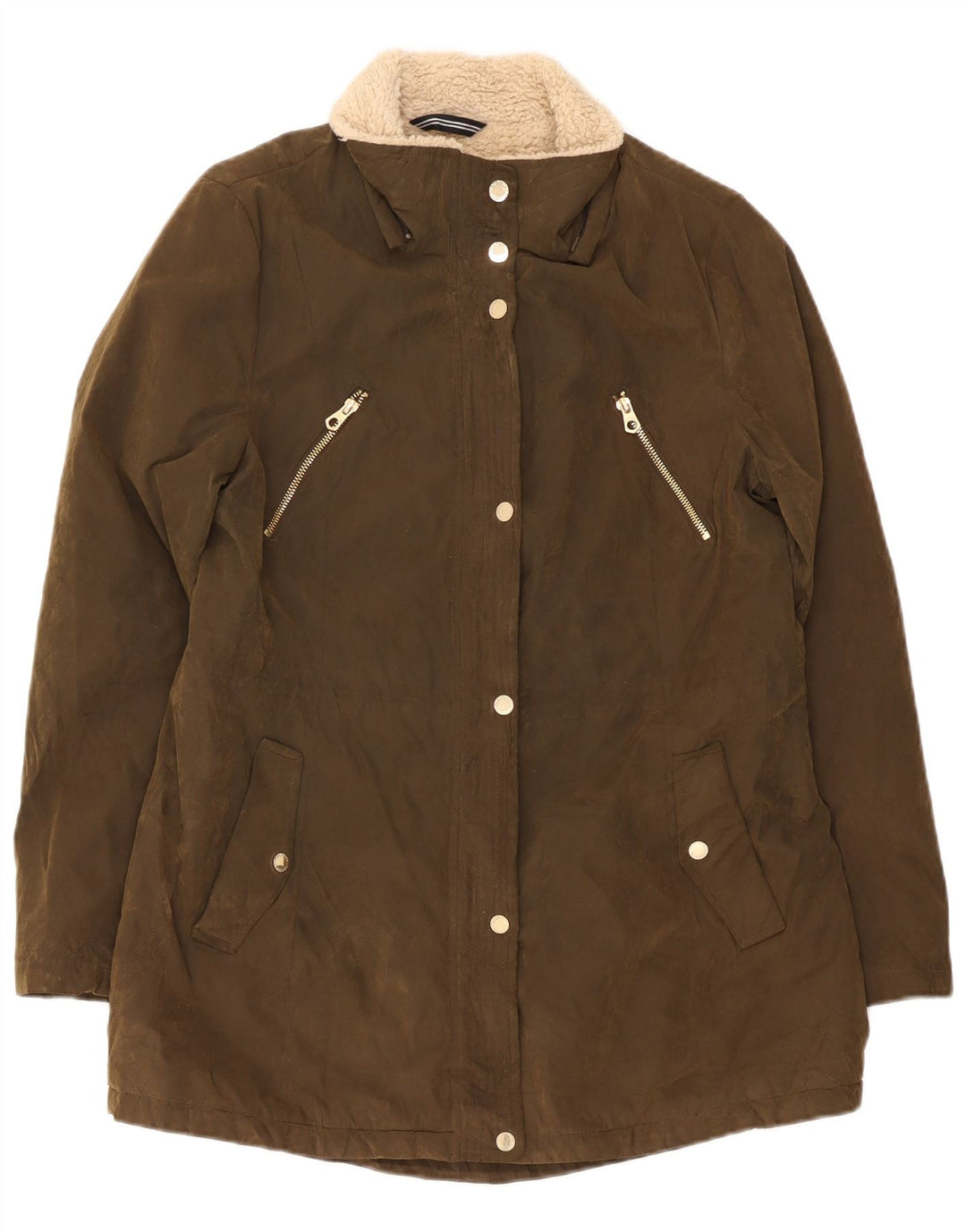 Nautica Veste Parka Sherpa Femme UK 16 Large Kaki Polyester