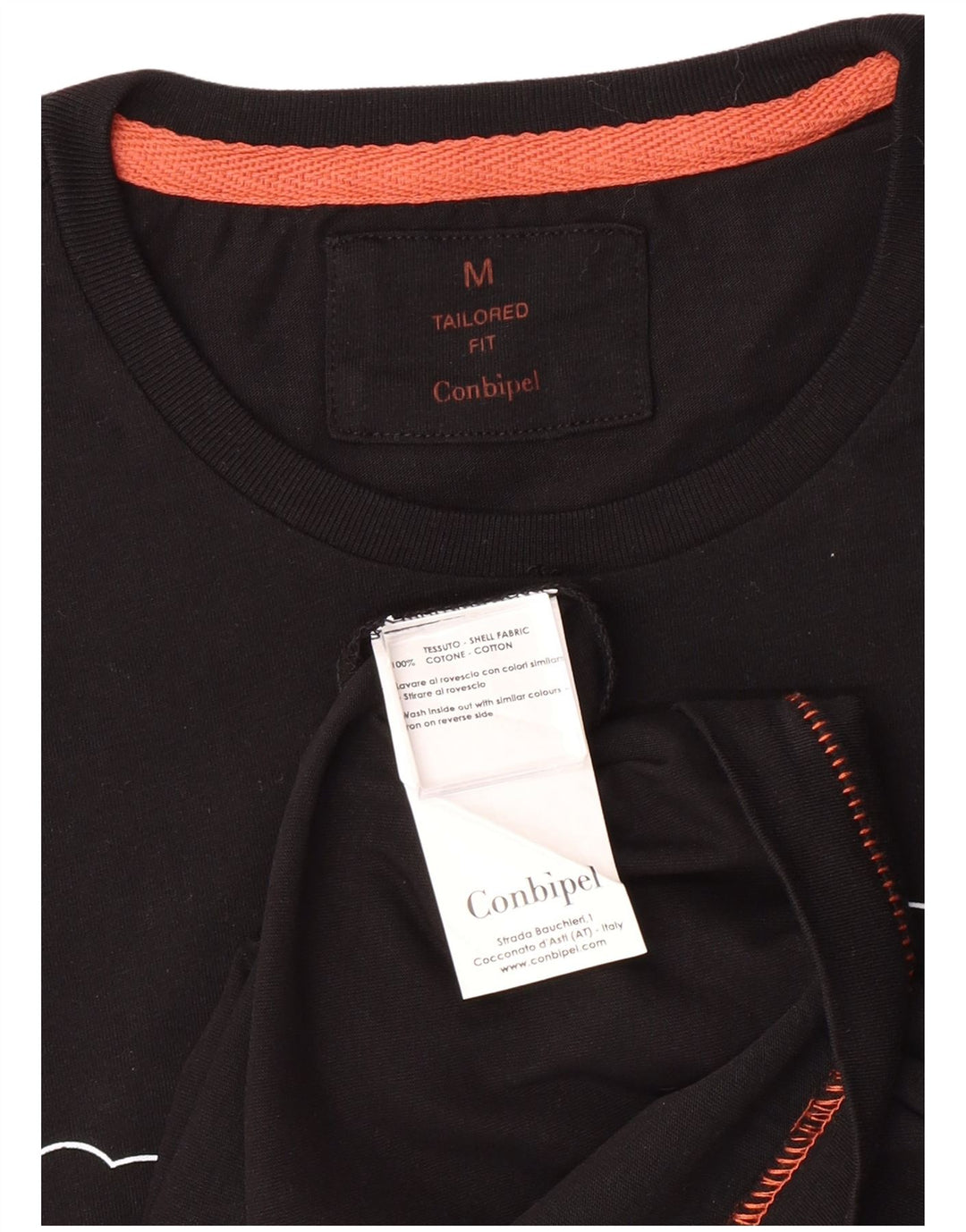 CONBIPEL Mens Tailored Fit Graphic T-Shirt Top Medium Black Cotton