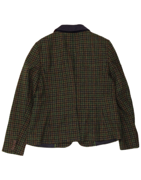 Hobbs Veste blazer à 1 bouton pour femme UK 14 Large en laine pied-de-poule verte