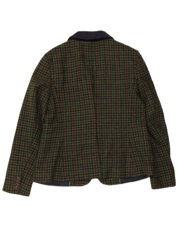 Hobbs Veste blazer à 1 bouton pour femme UK 14 Large en laine pied-de-poule verte
