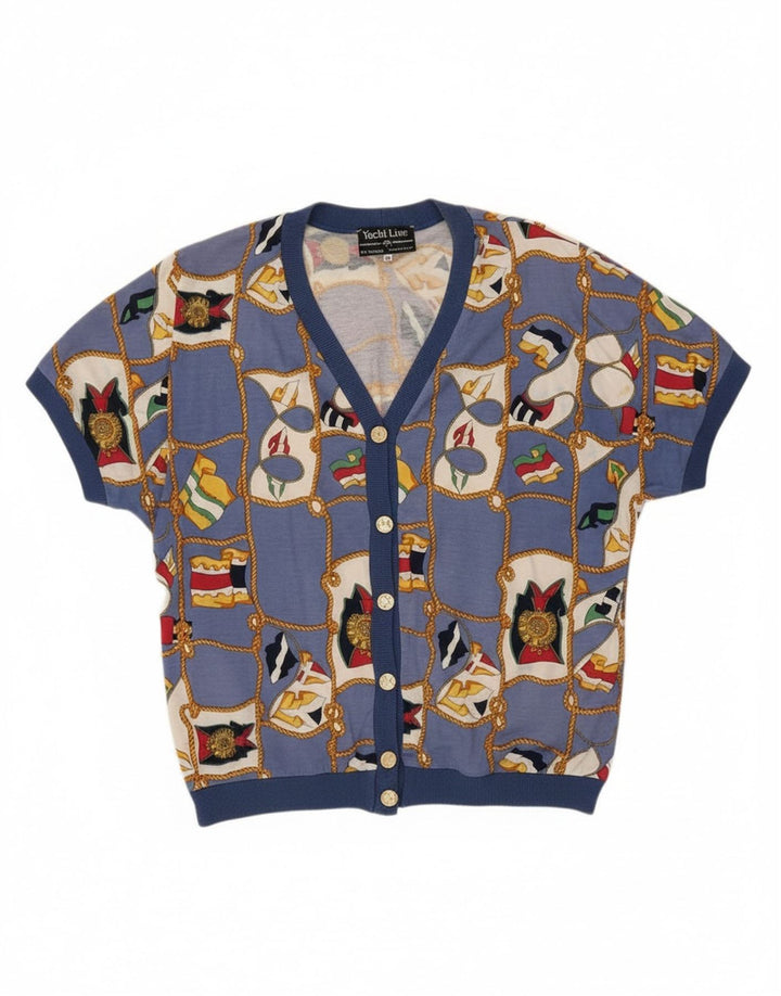 Ennedi Cardigan à manches courtes pour femme avec motif abstrait IT 46 Large Bleu