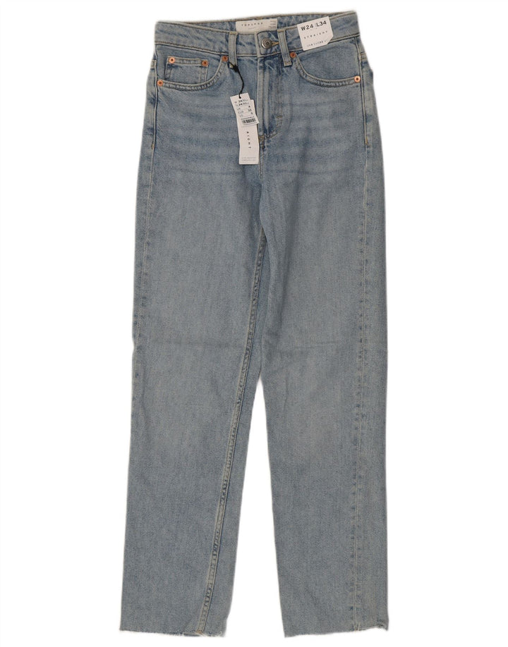 Topshop Jean droit femme W24 L28 bleu coton
