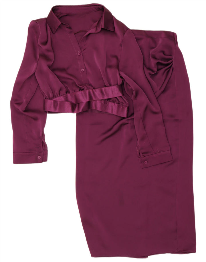 vintage Femmes 2 Bouton Pièce Jupe Ensemble XL W28 Violet Polyester