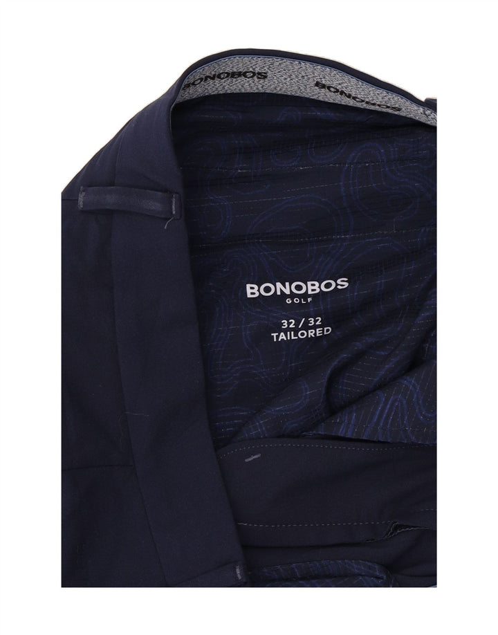 BONOBOS Mens Golf Slim Chino Trousers W32 L32 Navy Blue Polyester Vintage BONOBOS and Second-Hand BONOBOS from Messina Hembry 