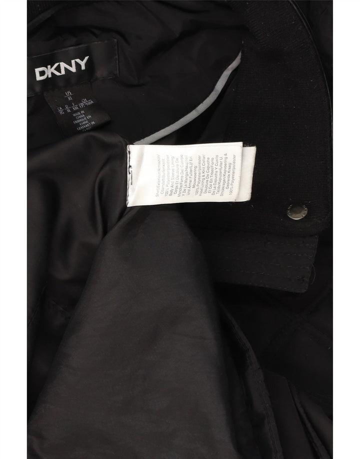 DKNY Manteau matelassé à capuche pour femme UK 18 XL Noir Polyester