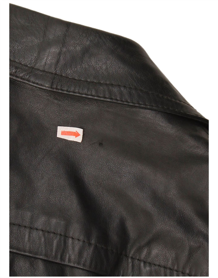 VINTAGE Manteau en Cuir Homme IT 48 Cuir Noir Moyen