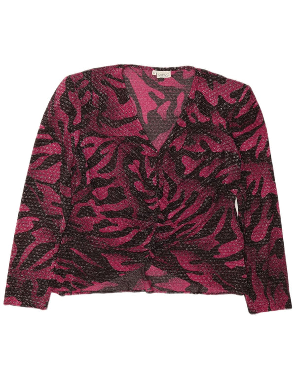 vintage Femme Manches Longues Blouse Top IT 46 Grand Imprimé Animal Violet