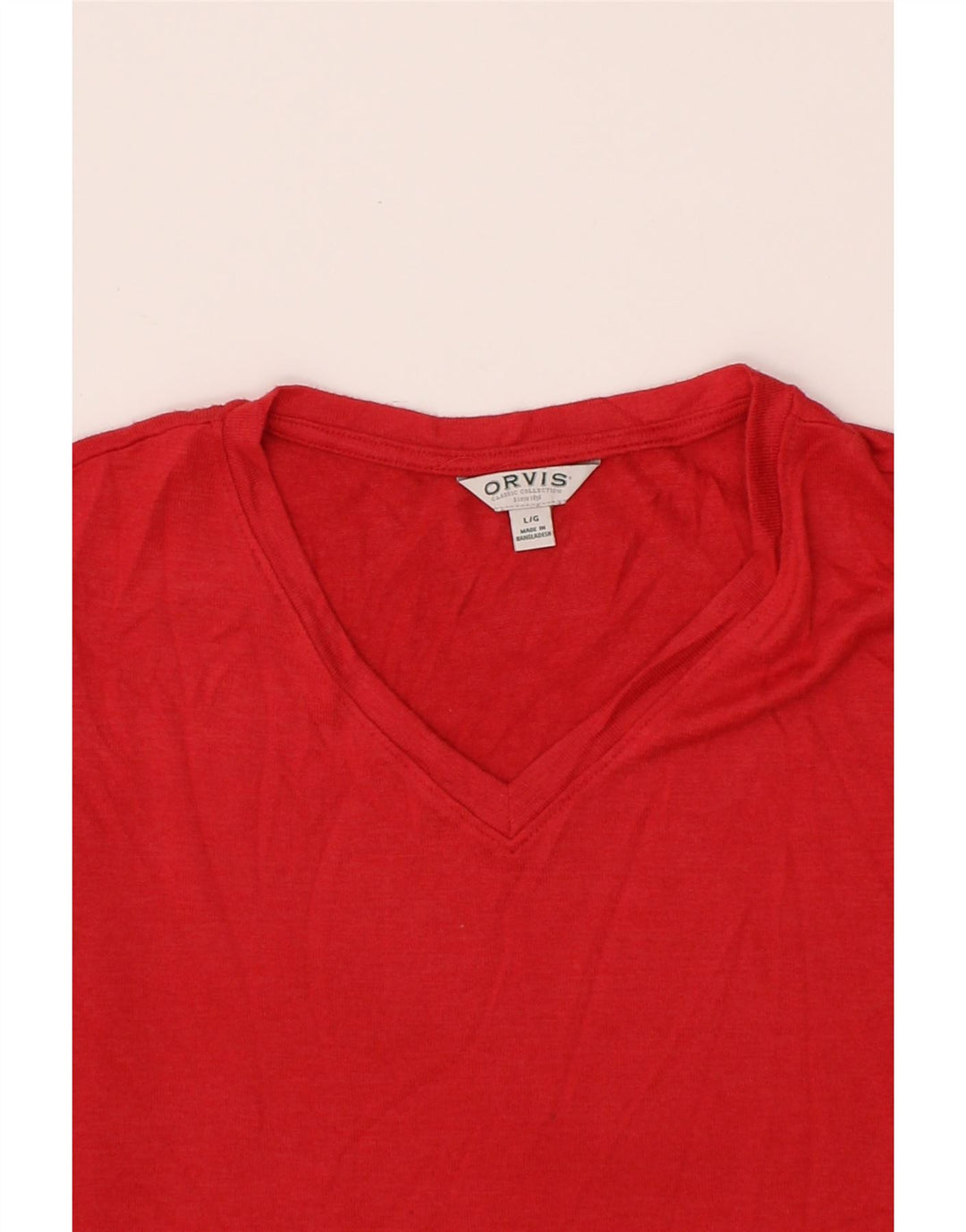 ORVIS Womens Loose Fit T-Shirt Top UK 16 Large Red Polyester Vintage Orvis and Second-Hand Orvis from Messina Hembry 