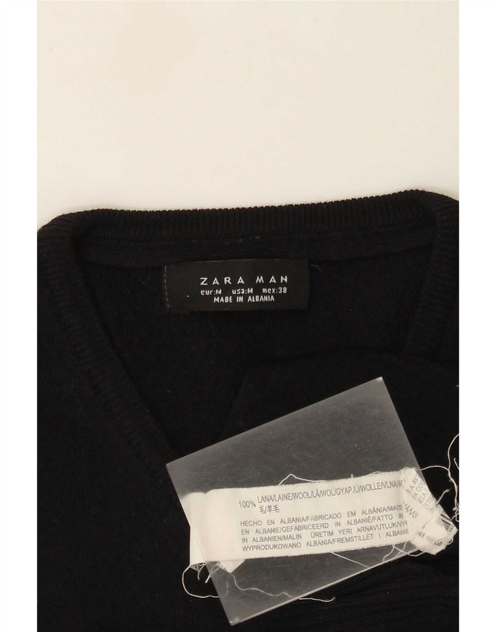 Zara Pull col V en laine noir moyen pour homme