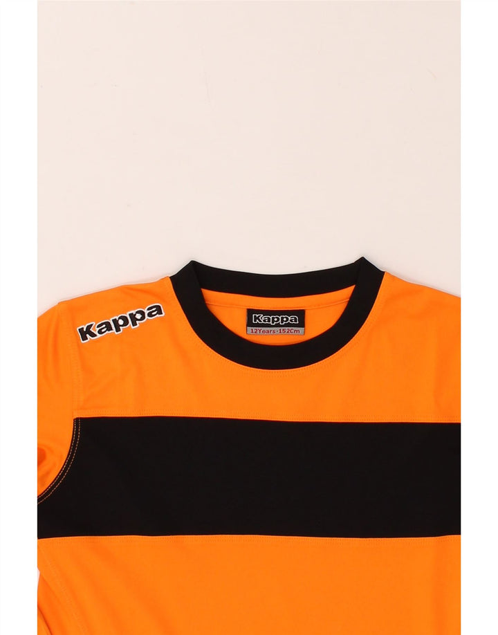KAPPA Boys Graphic Top Long Sleeve 11-12 Years Orange Colourblock Vintage Kappa and Second-Hand Kappa from Messina Hembry 
