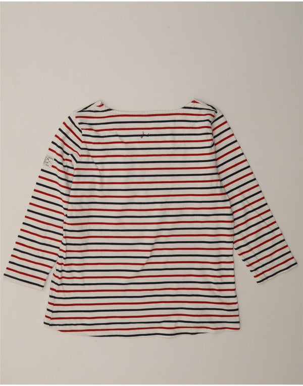 Joules Haut Femme Manches 3/4 UK 16 Grand Coton Rayé Blanc