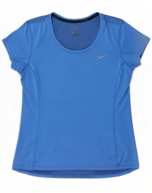 Nike T-shirt Dri Fit pour femme UK 12 Bleu moyen Polyester