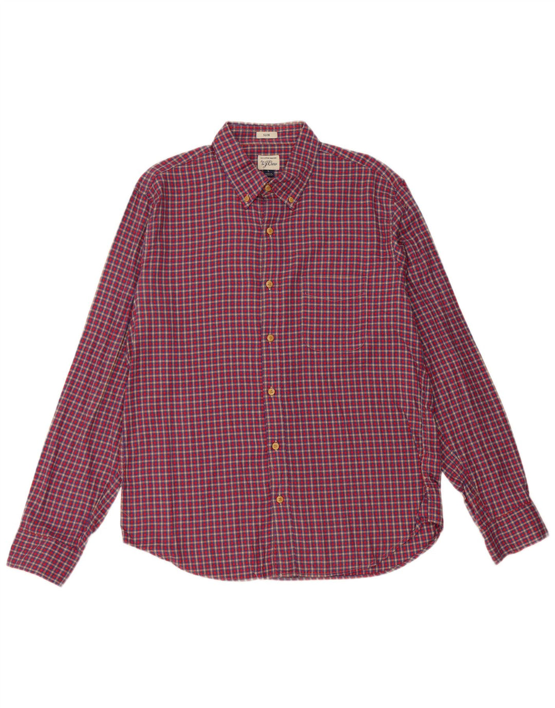 J. CREW Chemise slim en flanelle pour homme en coton à carreaux rouges