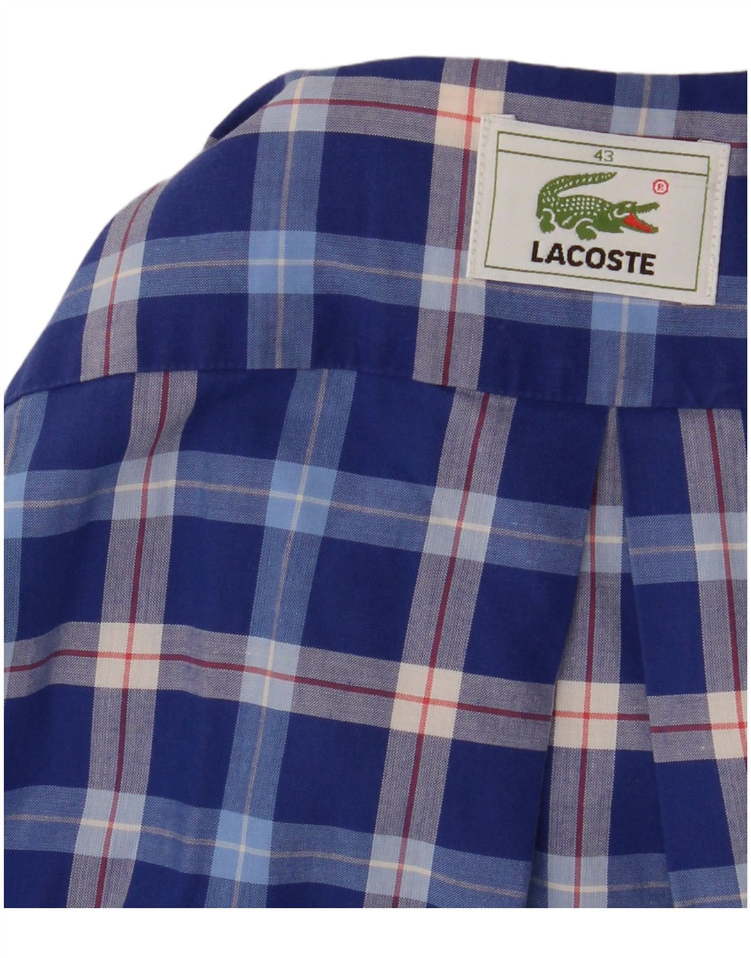 Lacoste Chemise à manches courtes pour homme Taille 43 Grand carreaux bleus
