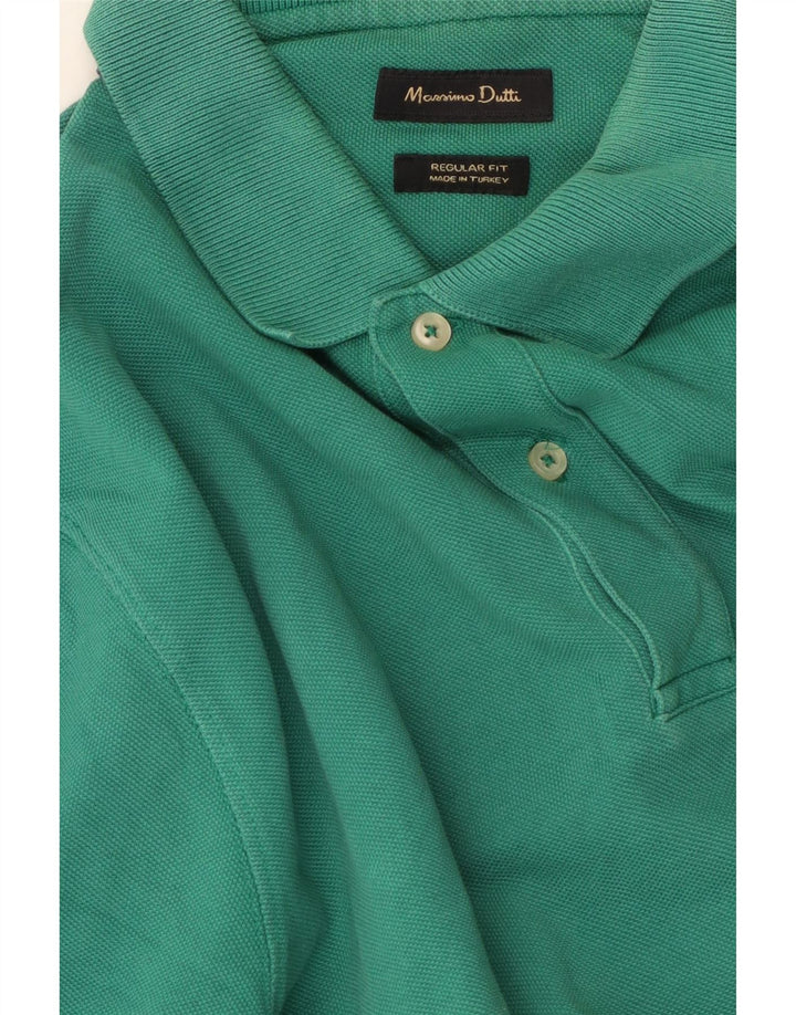 Massimo Dutti Polo Regular Fit Homme Vert Moyen Coton