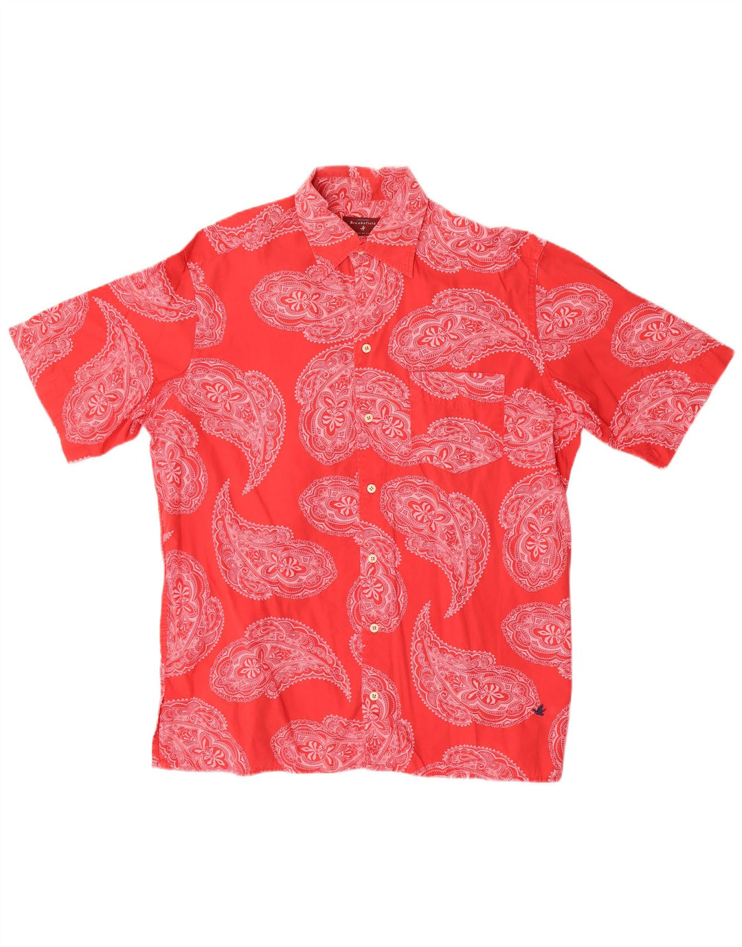Brooksfield Chemise à manches courtes pour homme en coton cachemire rouge moyen