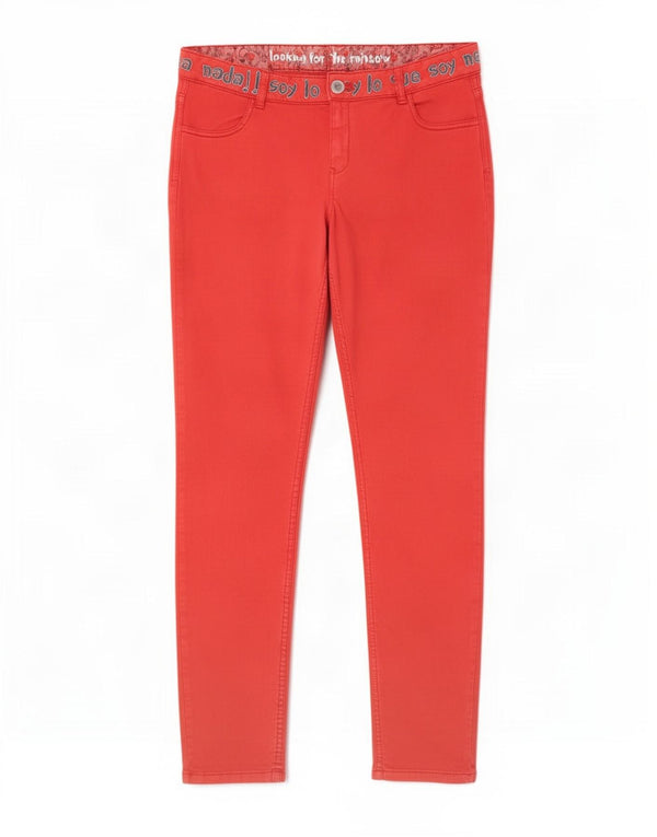 Desigual Pantalon décontracté Graphic Slim Femme W34 L30 Rouge Coton