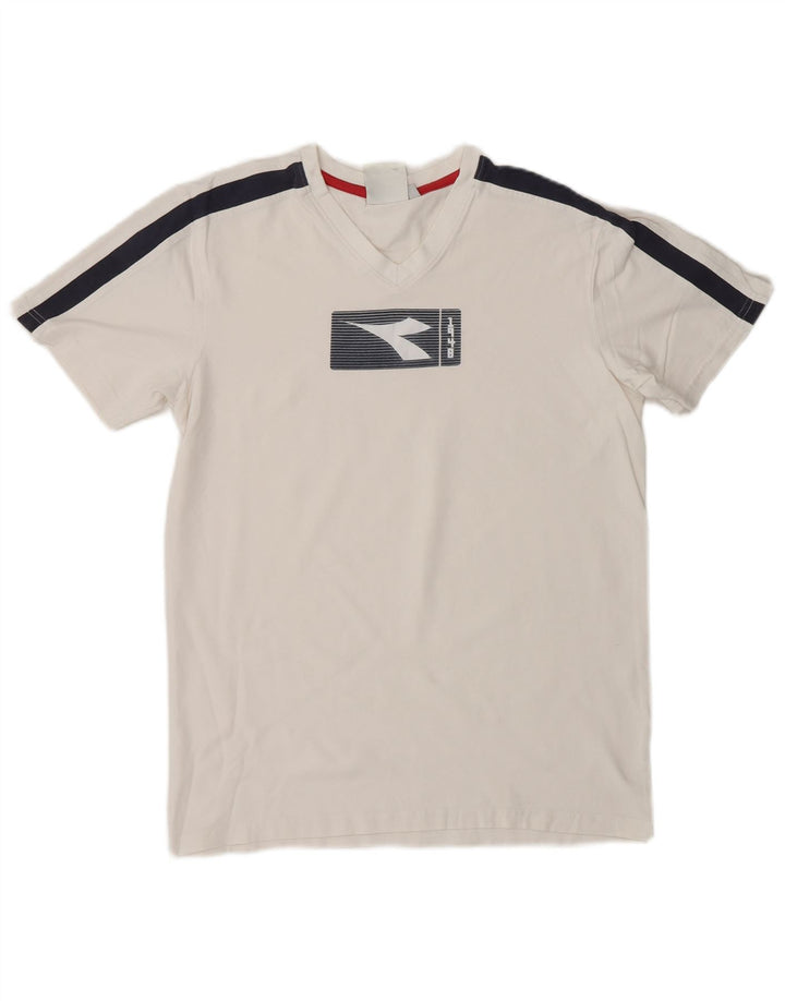DIADORA T-Shirt Graphique Homme Blanc Moyen Colourblock