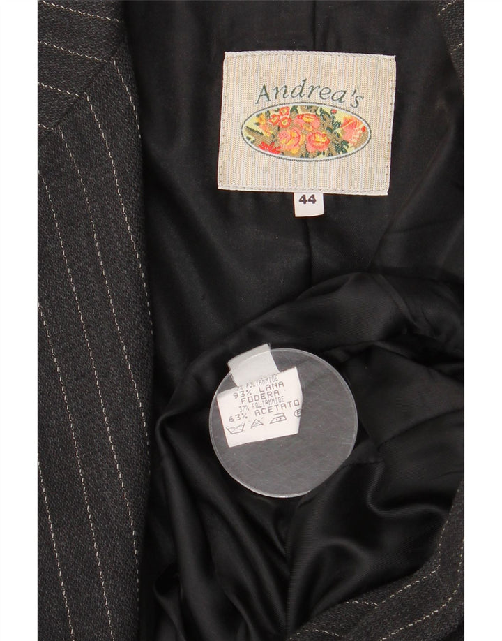 Andrea's Veste blazer croisée pour femme IT 44 à fines rayures noires moyennes