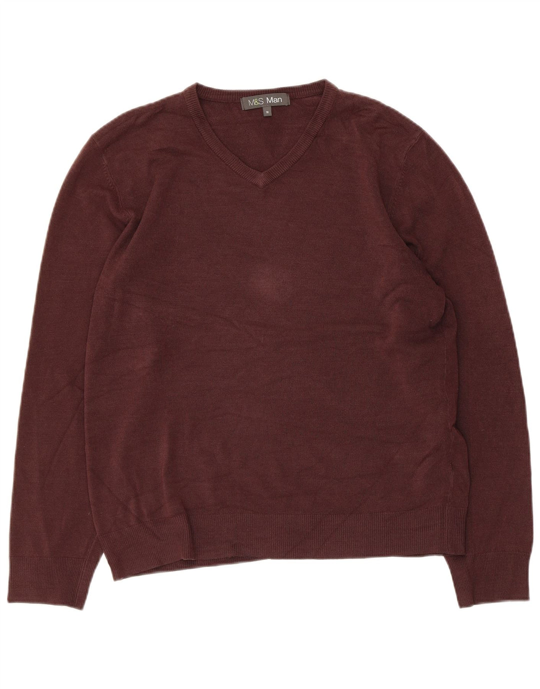 Marks & Spencer Pull col en V pour femme UK 14 Acrylique marron moyen