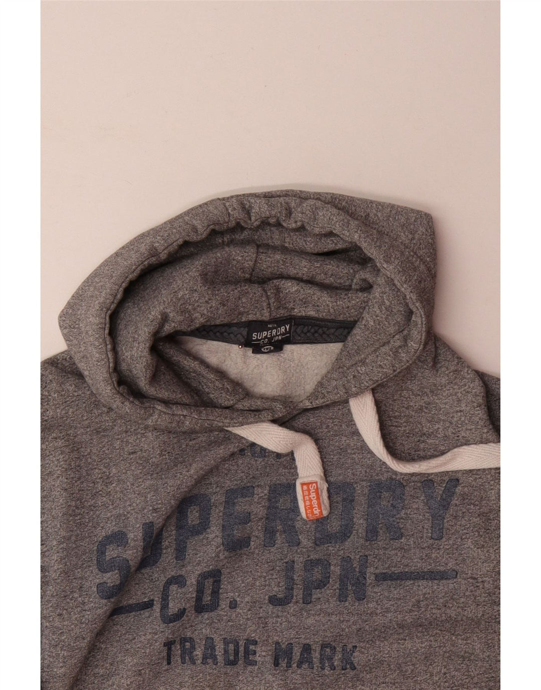 SUPERDRY Pull à Capuche Graphique Homme Gris Moyen Moucheté Coton